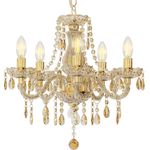 Kronleuchter, goldfarben, 5-Flammig, D 48 cm