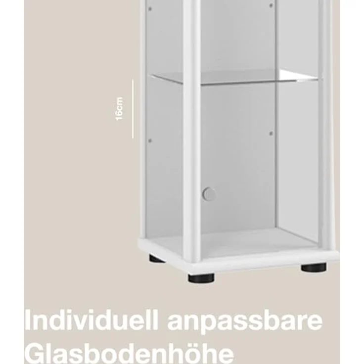 K-Möbel Glasvitrine, Rechteckig, Weiß, Glas, 4 Fächer, 37x176x33 cm, Vitrinenschrank für Wohnzimmer – Bild 6