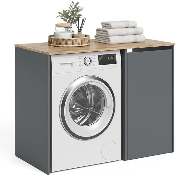 Waschmaschinenschrank Viktor Anthrazit/Goldkraft Eiche 113.6 x 88.2 cm Vicco – Bild 6