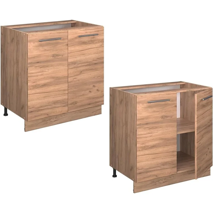 Küchenunterschrank Fame-Line Goldkraft Eiche 80 cm mit Regal, AP Eiche Vicco – Bild 6