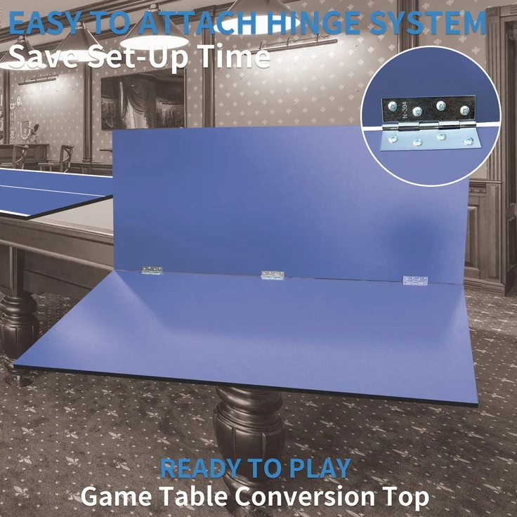 LVHOM Tischtennisplatte Auflage 243x121cm, Klappbarer Tischtennis Aufsatz ohne Untergestell, 12mm MDF Platte, Blau – Bild 5