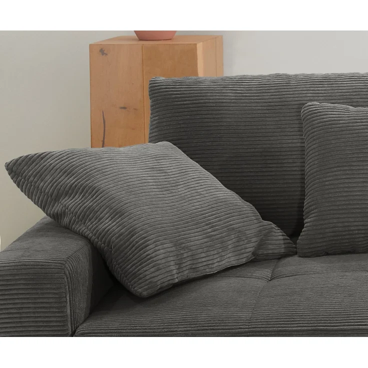 Big-Sofa 284 cm breit Wellenunterfederung Lounge-Couch Stauraum Cord Dunkelgrau – Bild 5