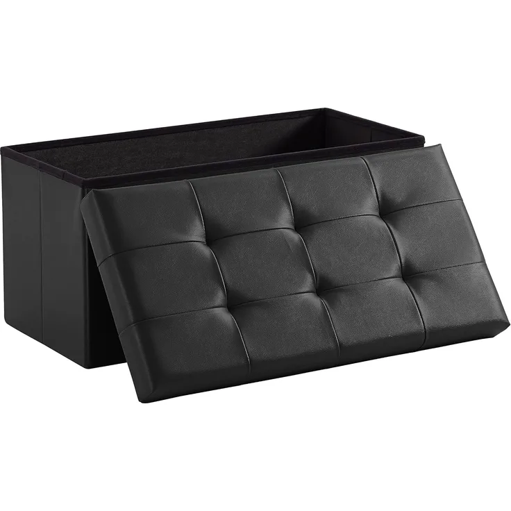 Zedelmaier Sitzbank mit Stauraum Sitzhocker faltbar belastbar bis 300 kg 76 x 38 x 38 cm(Schwarz)