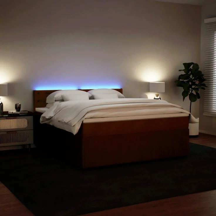 vidaXL Boxspringbett mit Matratze Rosa 180x200 cm Samt 3290123 – Bild 5