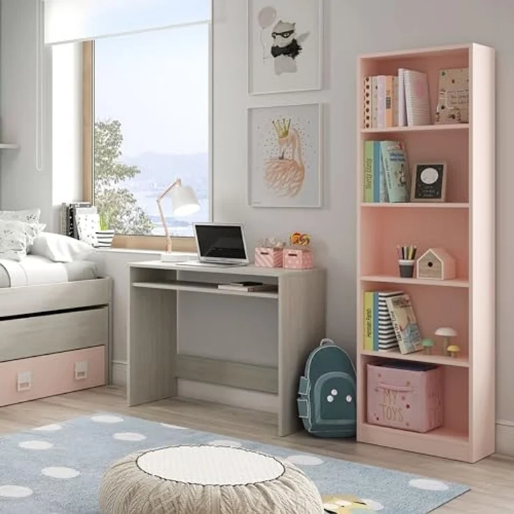 Habitdesign, Schreibtisch in Alpenweiß – kompakter Computertisch/Jugendtisch, für kleine Räume, Studium oder Kinderzimmer, Maße: 79 x 79 x 43 cm (B x H x T), Modell Star New – Bild 6