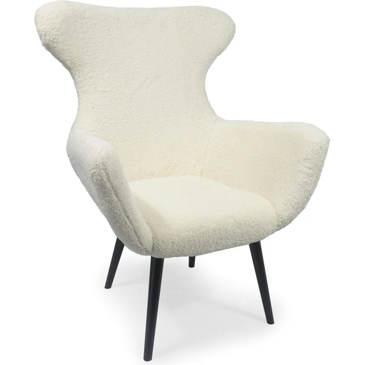 Menzzo Geo Sessel mit Stoffbezug mit Schaffell-Effekt Creme