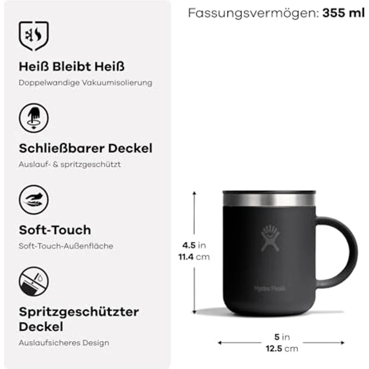 Hydro Flask Thermobecher 12 OZ Mug, 1-tlg, Edelstahl, TempShield™-Isolierung, 355 ml – Bild 3