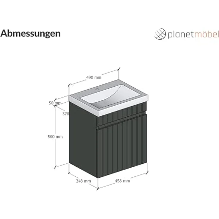 Planetmöbel Badmöbel-Set Cosmia, (Waschbecken mit Unterschrank, 1-St, Waschtisch mit Schublade), Bad Möbel für Gäste WC & Bad – Bild 8