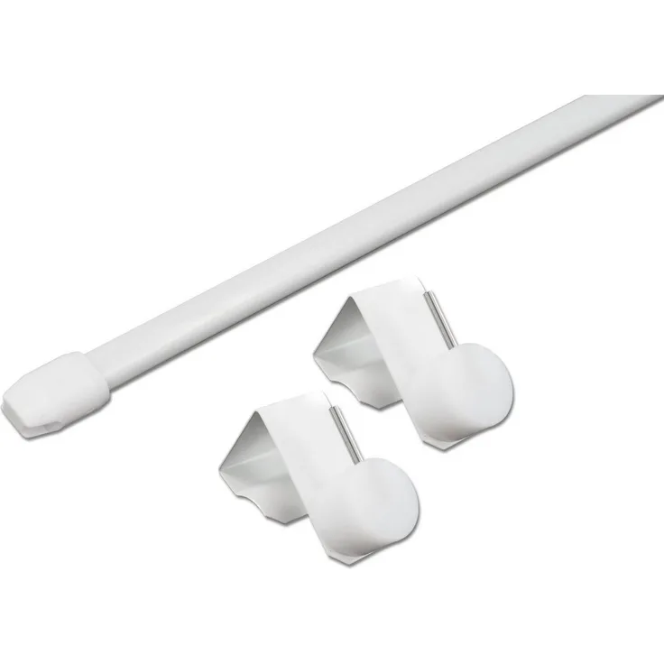 dekondo Gardinenstange Vitragestange "Capri", ausziehbar, Fenstermontage, Fensterhaken klemmbar, inkl. Fensterhaken für einen Klemmbereich von 15-20 mm
