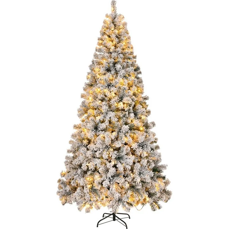 LALAHO Künstlicher Weihnachtsbaum Künstlicher Tannenbaum mit LED Beleuchtung, Schnee, 180cm mit 750 Zweige, 100 LEDs mit 8 Modi, für Weihnachtsdeko – Bild 1