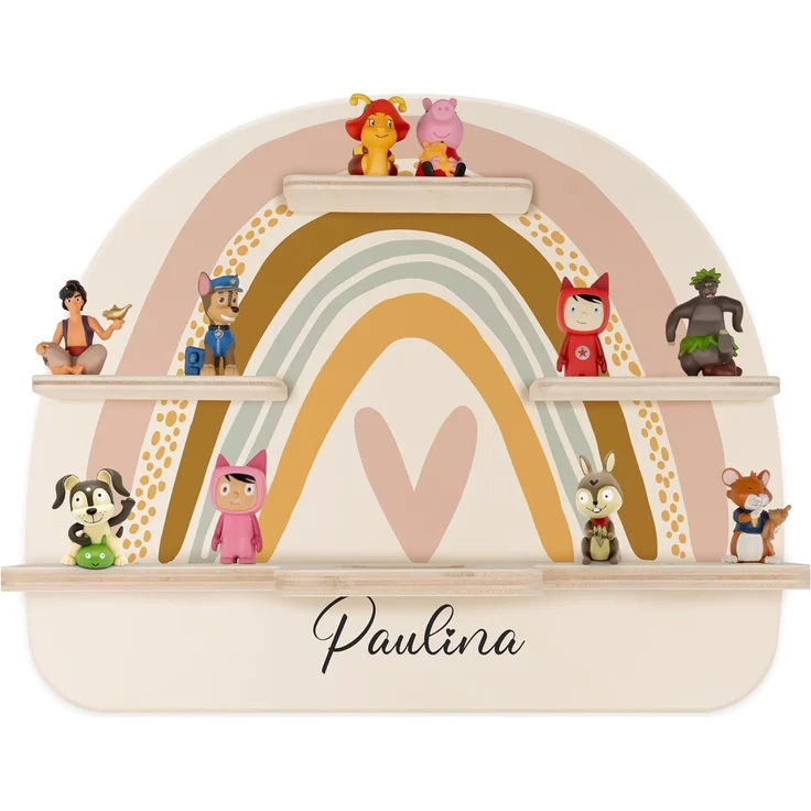 KIDSMOOD - Personalisiertes Tonie Regal für Kinderzimmer | Regenbogen Wand-Regal mit genügend Platz für Tonie-Hör-Figuren, Aussparung für Tonie-Musikbox & Kabelmanagement, Tonie Regal Mädchen & Jungen – Bild 1