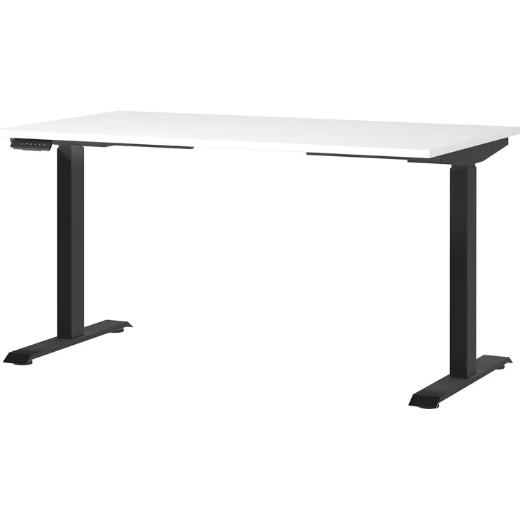 Germania Schreibtisch 7905-614, in Weiß/Schwarz, EL. höhenverstellb, 140 x 120 x 80 cm (BxHxT) – Bild 1