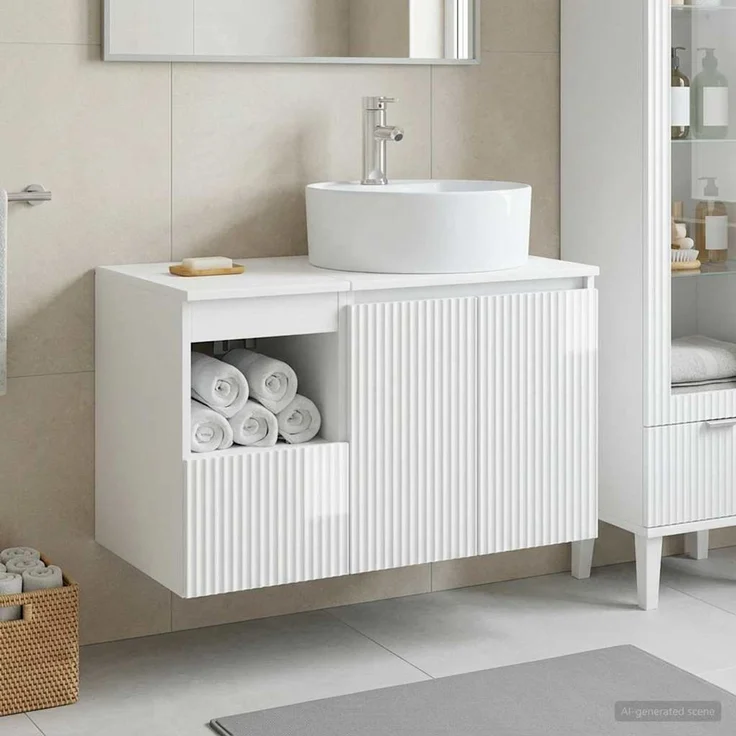 vidaXL Badezimmerschrank-Set 2 stk. Hochglanz Weiß 79,5 x 44,5 x 82 cm 3404078 – Bild 1