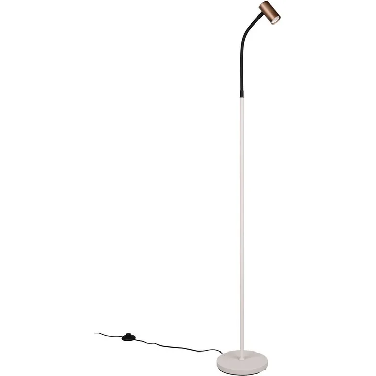 Schmale Stehlampe TARYN Coffee / Grau, flexibel einstellbarer Spot, Höhe 133,5cm