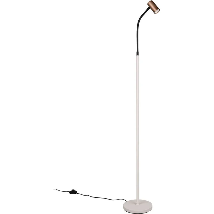 Schmale Stehlampe TARYN Coffee / Grau, flexibel einstellbarer Spot, Höhe 133,5cm
