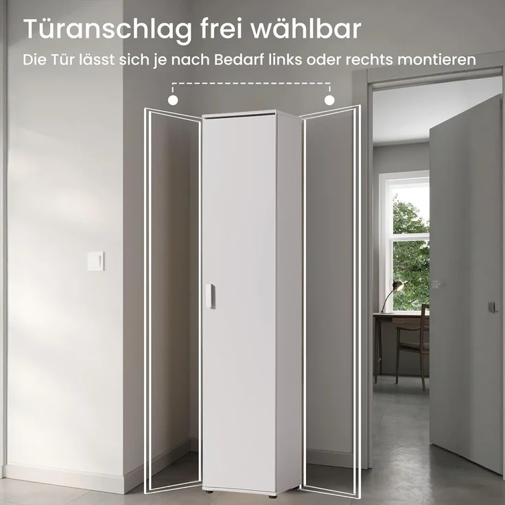 Home Collective Mehrzweckschrank Schmaler Schrank 40 cm breit mit 1 Tür & 4 Einlegeböden (Universalschrank Haushaltsschrank für Haushalt, Flur, Büro oder Schlafzimmer) 40x35x184 cm (BxTxH), Kaschmir – Bild 6