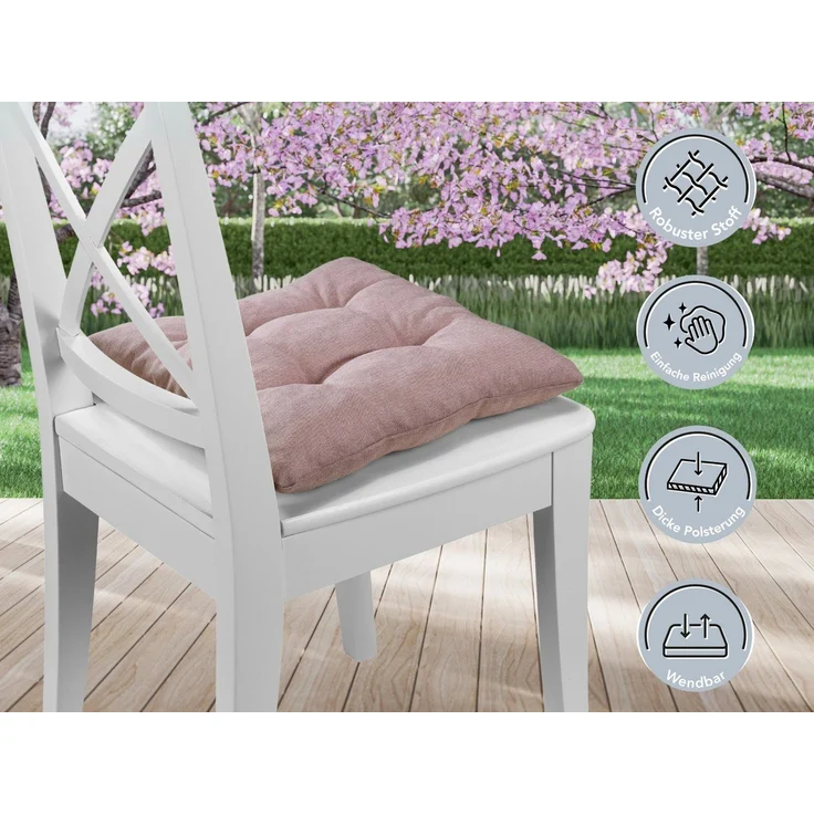 XDREAM Stuhlkissen Sitzkissen Set (2er & 4er) für Stühle und Bänke, robuste Polsterauflage für indoor und outdoor, 38x38x6 cm – Bild 2
