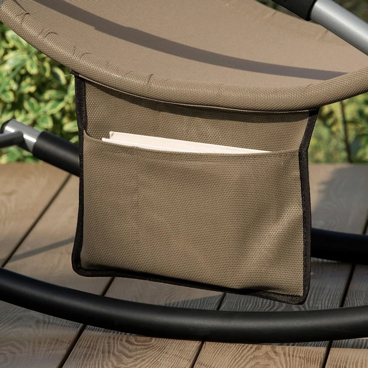 SoBuy OGS28-BR Schaukelstuhl Garten, Textilene, Lackiert, Braun, 150 x 87 x 63 cm – Bild 8