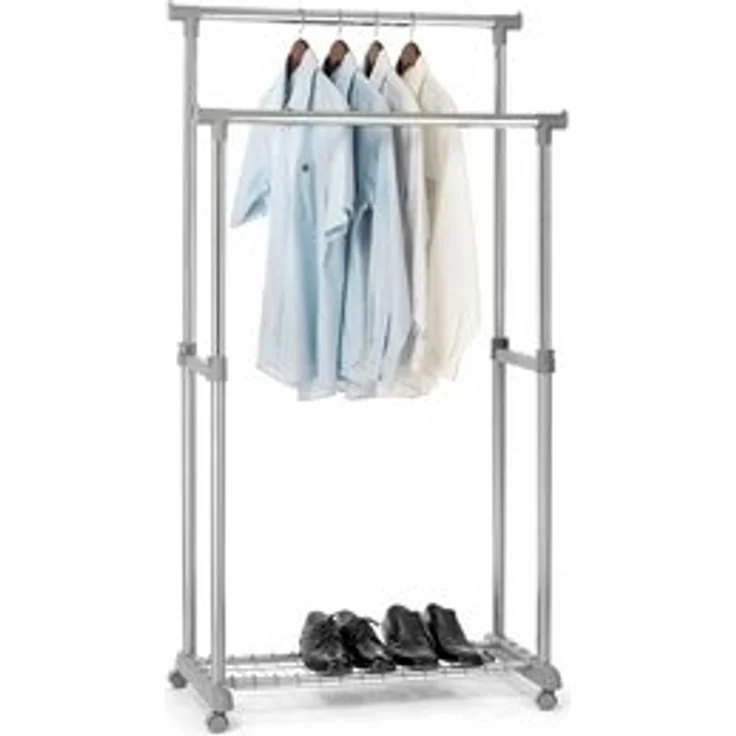 IDIMEX Garderobenständer GROSSO, Garderobenwagen mit 2 Kleiderstangen und Schuhablage metall – Bild 6