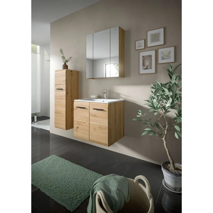 Badkombination (B/H/T: 60x185x46 cm) in Artisan Oak Nachbildung und Artisan Oak Nachbildung – Bild 5