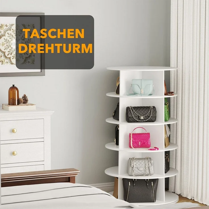 SpaceAid Bücherregal Drehbares Schuhregal, mit 5 Ebenen, 360-Grad – Bild 4