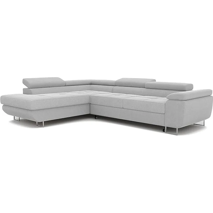 Idohome Eckschlafsofa (Ausrichtung links) mit Schlaffunktion und Bettkasten, verstellbare Kopfstützen, Grau, 274x203 cm – Bild 1
