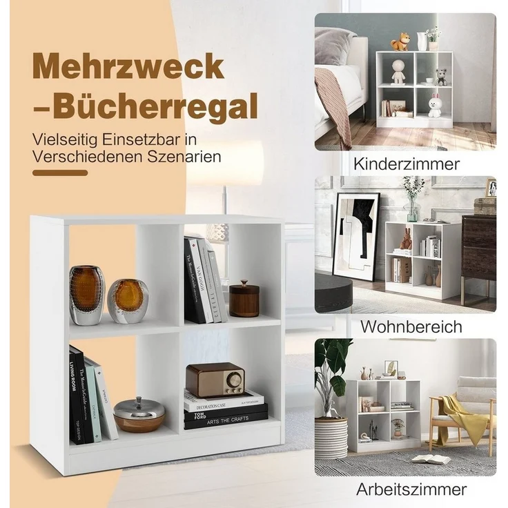COSTWAY Bücherregal, mit 4 Fächern, 73 x 33 x 73 cm – Bild 2