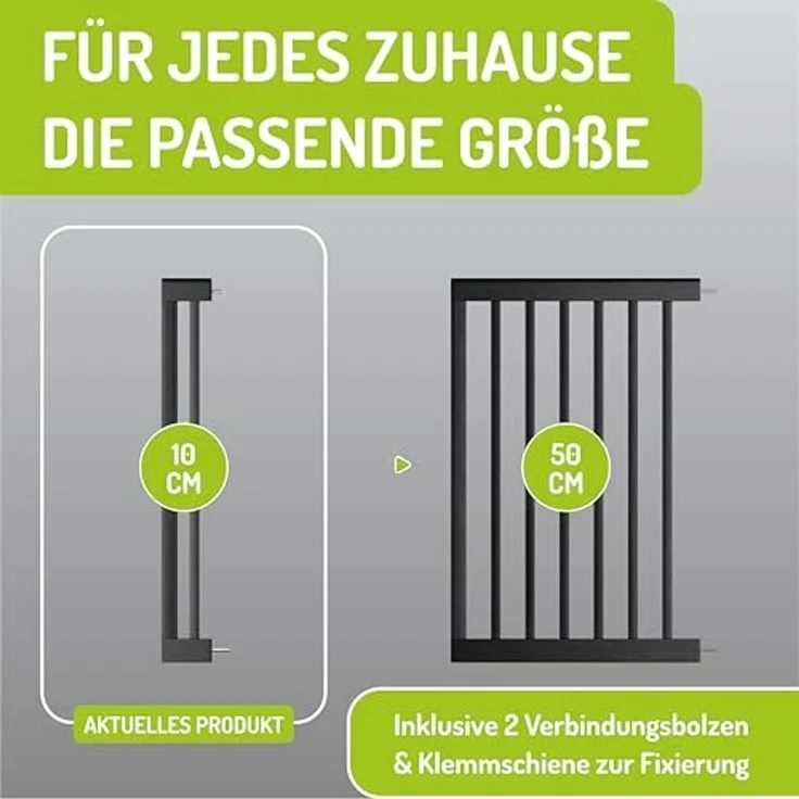BOMI Verlängerung für Türschutzgitter Verbreiterung für Kinderschutzgitter Miko 10-50 cm Schwarz, Zubehör für Treppenschutzgitter zum Klemmen - Ohne Bohren – Bild 3