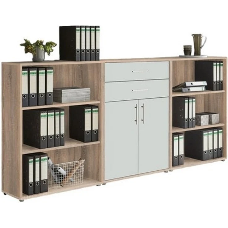 moebel-dich-auf Aktenschrank TABOR 14 (Aktenregale/Aktenschränke ideal für DIN A4 Ordner inkl. 2 Einlegeböden und 2 Schubkästen, Büroschrank abschließbar mit Griffen aus Edelstahl) Made in Germany – Bild 3