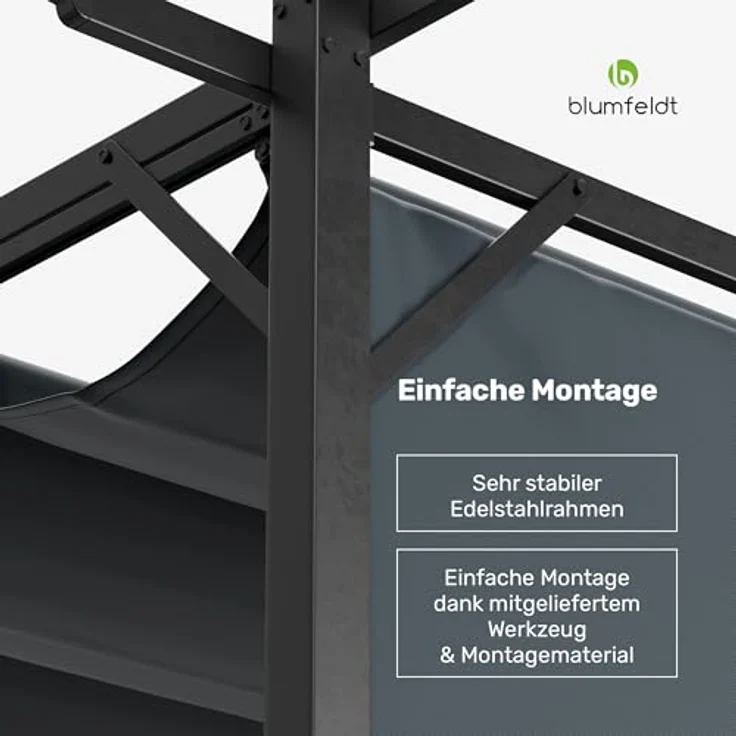 Blumfeldt Pergola 3x4 m, Wetterfestes Polyesterdach & Seitliche Jalousien, Pulverbeschichteter Stahlrahmen, Einfache Montage, Stabil & Winterfest Für Ganzjährigen Einsatz – Bild 7