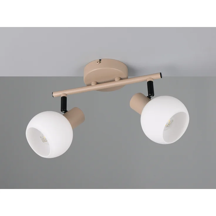 LED Deckenstrahler 2-flammig aus Metall in Beige mit Glasschirmen, Breite 25cm – Bild 5
