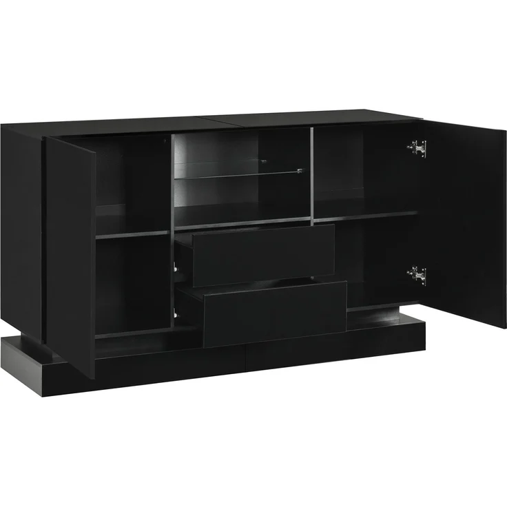 Sideboard 140x40x80 cm mit 2 Türen, 2 Schubladen und App-steuerbarer LED-Beleuchtung – Bild 6