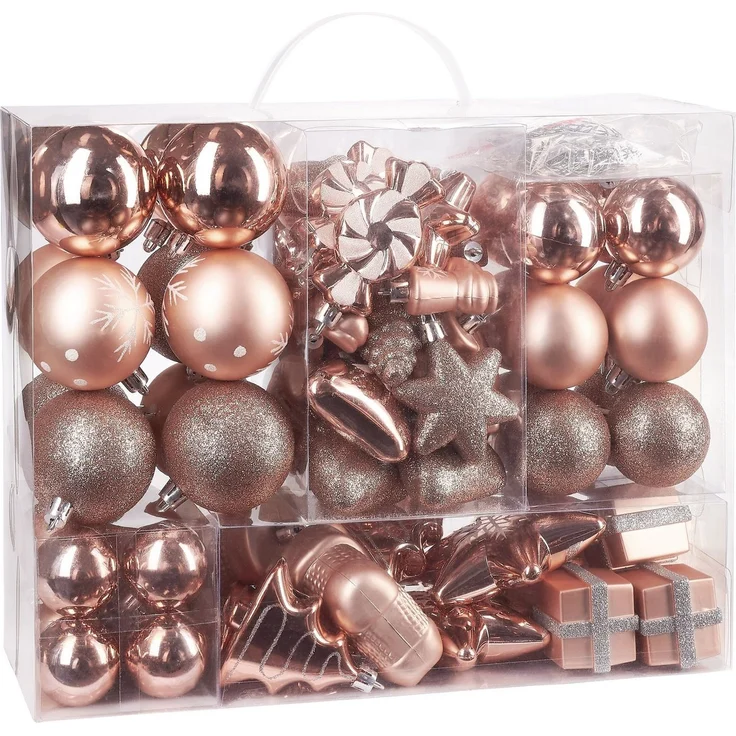 BRUBAKER Weihnachtsbaumkugel 77-teiliges Weihnachtskugel-Set, Christbaumschmuck aus Kunststoff, Weihnachtsdekoration Baumkugeln – Bild 5