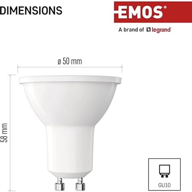 EMOS LED Lampe Spot MR16, GU10 Sockel, 3W (Ersatz für 32W Halogen) mit 345 lm, Warmweiß 3000 K, 100° Abstrahlwinkel, 30000 h Lebensdauer, CRI min. 80, weiße Farbe – Bild 2