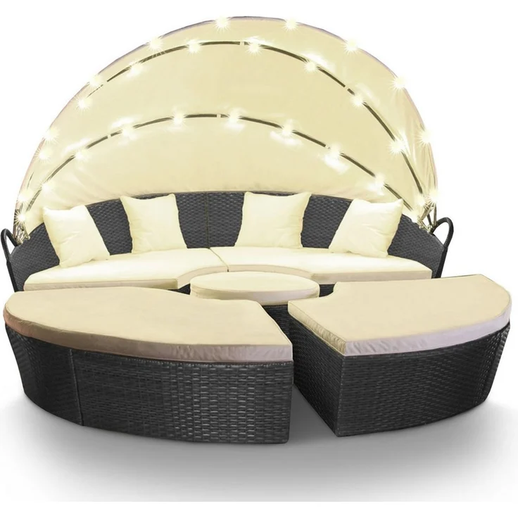 Swing&Harmonie Gartenlounge-Set LED - Sonneninsel Rattan Lounge Polyrattan, (Sitzgruppe, Liege Insel inkl. Abdeckcover) – Bild 5