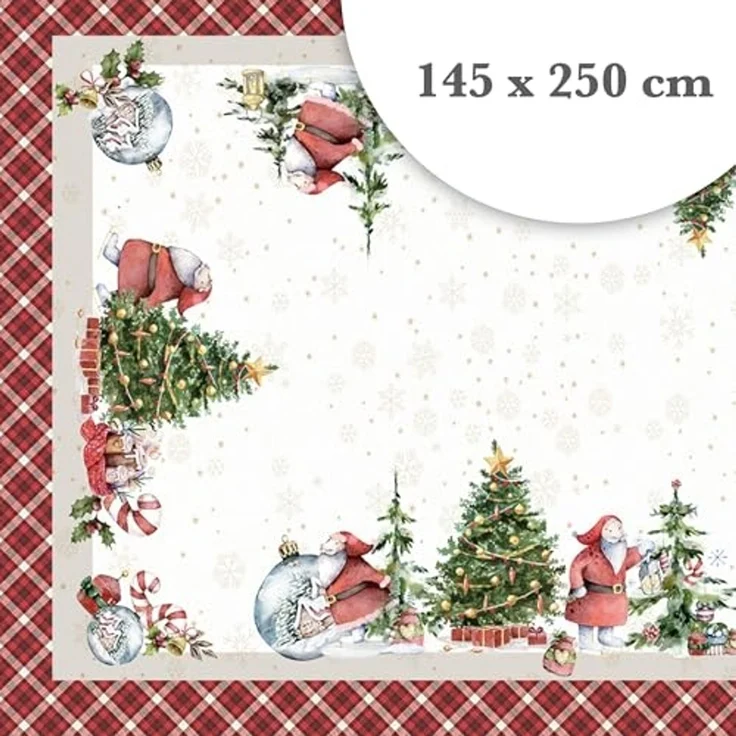 PENSIERI DELICATI, Tischdecke, 145 x 250 cm, Baumwolle, Rechteckig, Weihnachtsbaum, Digitaldruck, für 12 Personen – Bild 2