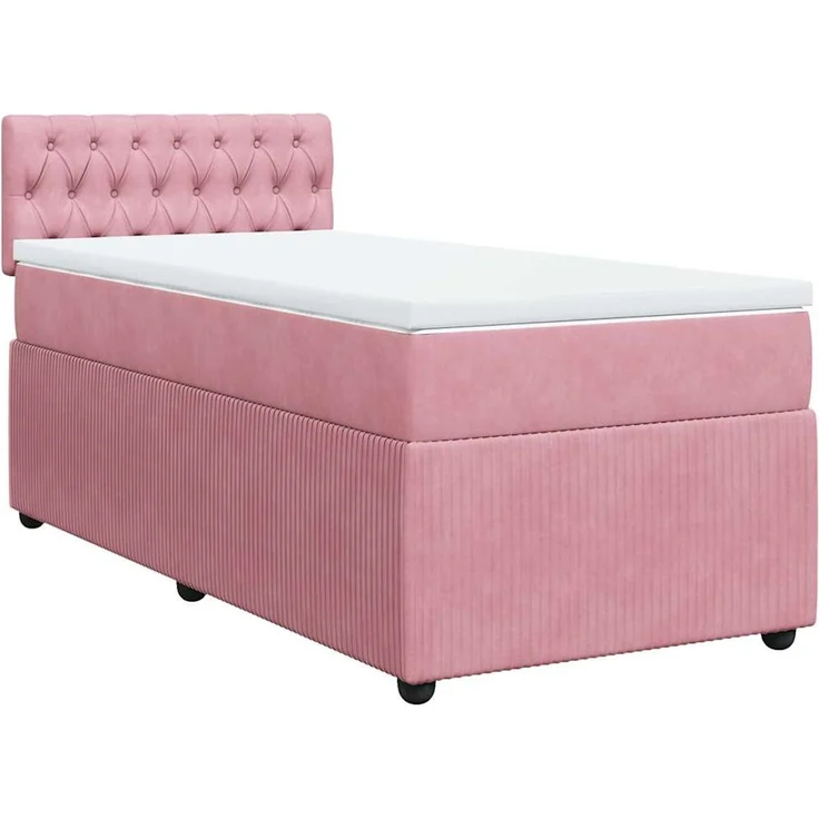vidaXL Boxspringbett mit Matratze Rosa 90x200 cm Samt 3287649 – Bild 2