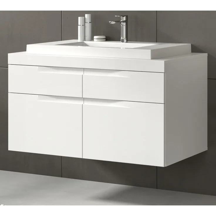 Waschbeckenunterschrank mit Waschbecken Gusto in weiß matt 100 cm