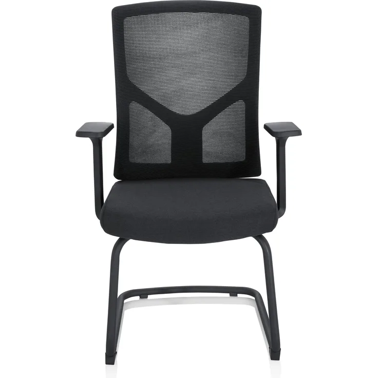 hjh OFFICE Besucherstuhl Konferenzstuhl BRETON V B Stoff/Netzstoff Schwarz