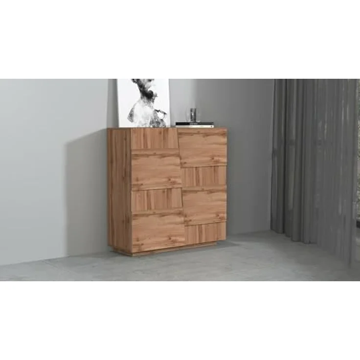 Dmora - Mehrzweckgarderobe 2-türiger Zulimo, Multifunktionsschrank, 2-türiger Schrank, 120x44h126 cm, Eiche – Bild 4