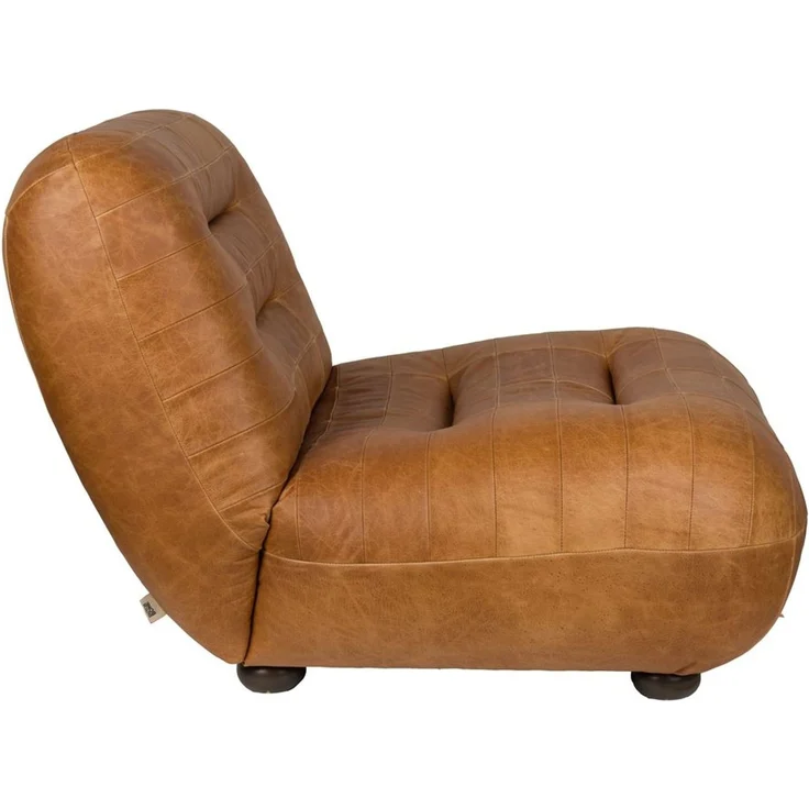 Loungesessel Wyatt Cognac aus Leder mit Gummibaumholz-Beinen – Bild 5