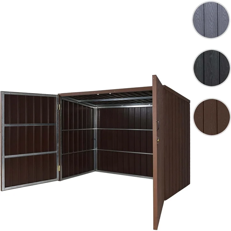WPC-Fahrradgarage HWC-J29, Geräteschuppen Fahrradbox, Metall Holzoptik abschließbar ~ 2 Räder 172x213x112cm braun – Bild 9