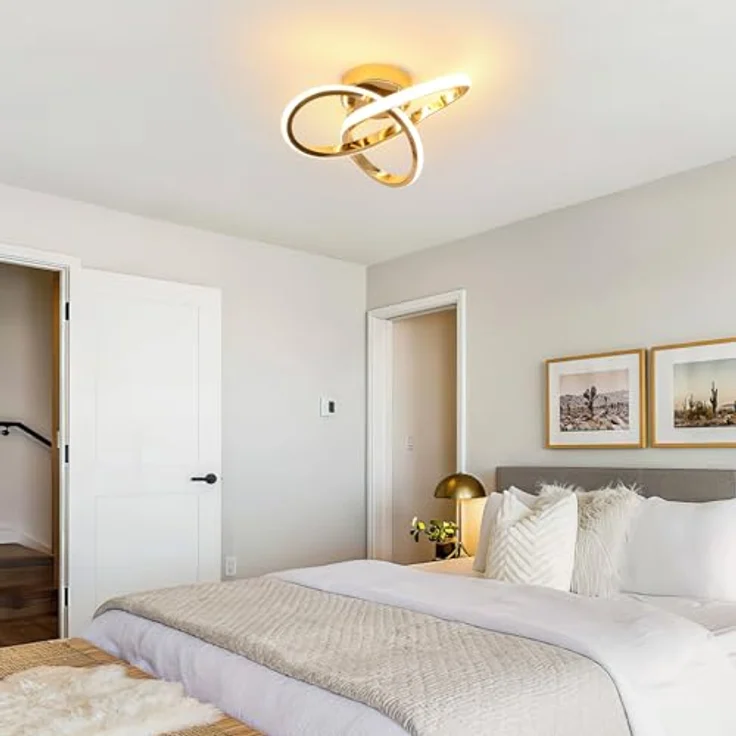Comely Deckenlampe LED, 22W 2500LM, Moderne LED Deckenleuchte, Gold Aluminium Deckenleuchte für Schlafzimmer Wohnzimmer Küche Flur, Warmweiß 3000K – Bild 2
