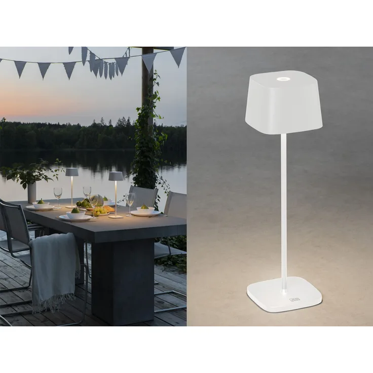 KONSTSMIDE No. 7814-250 USB Tischleuchte Capri weiß dimmbar IP54