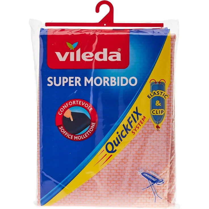 Vileda Super weicher Bügelbrettbezug aus Baumwolle und weichem Mollettone, Universalgröße 110-130-30-45 cm