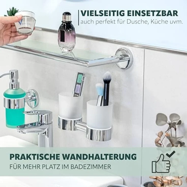 bremermann Wandregal Bad-Serie LUCENTE - Glasablage inkl. Klebeset, aus Glas – Bild 3