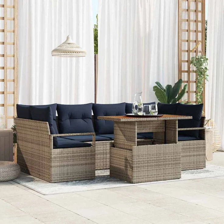 vidaXL Garten-Sofa-Set 7 stk. 6-Sitzer Grau 3349667 – Bild 1