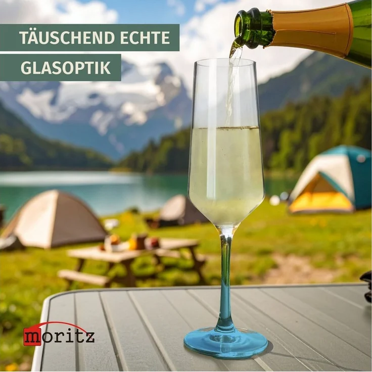 Moritz Sektglas Milano Champagnerglas blue line 2er Set Polycarbonat 280 ml bruchfest – Bild 3