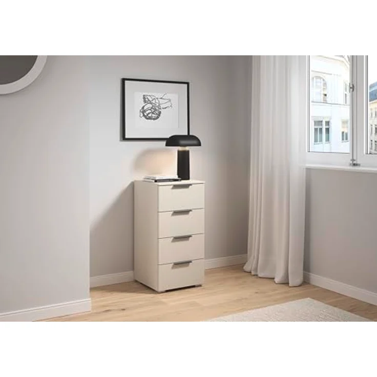 Rauch Möbel Nachtschrank Alabama, Champagner, Holzwerkstoff, 4 Schubladen, 40x81x42 cm, Blauer Engel, Made in Germany – Bild 2