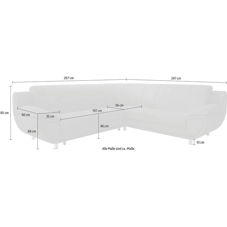 TRENDMANUFAKTUR Ecksofa Rondo II, zeitlos & elegant, bequeme Armlehnen, L-Form, wahlweise mit Federkern, wahlweise mit Bettfunktion, B/T 267/247cm – Bild 4